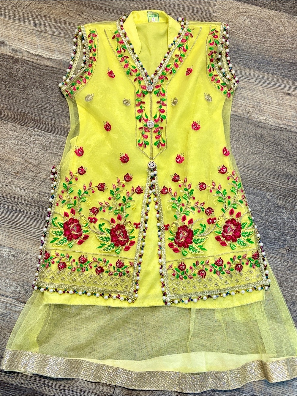 Yellow Embroidered Floral tunic